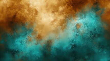 Poster - Abstract grunge background with teal, brown, and orange colors in a textured digital art painting style. Featuring bold, earthy tones and a rustic design, this abstract wallpaper is ideal for banners,