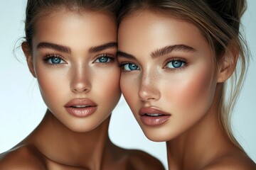 Beautiful women with clean and clear skin, Generative AI