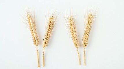 Poster - Golden Wheat Ears Arranged Neatly on a Plain Background Generative AI