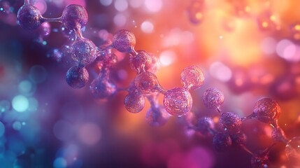 Wall Mural - Abstract Representation of a Molecular Structure with a Vibrant, Colorful Background