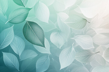 seamless pattern with leaves in blue and green colors