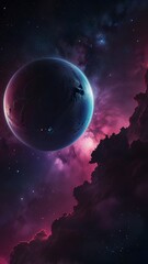 Wall Mural - fantasy space scenes: colorful illustrations of galaxies and stars