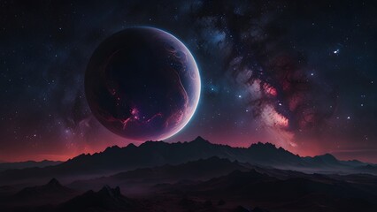Wall Mural - planetary orbits: abstract art of earth, mars, and beyond