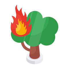 Sticker - Editable design icon of forest fire

