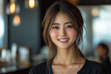 An attractive young woman sits and enjoys a New Years dinner party with friends. I could not have asked for better company.