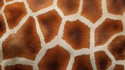 close-up of giraffe skin texture, displaying the unique brown patches separated by light beige lines