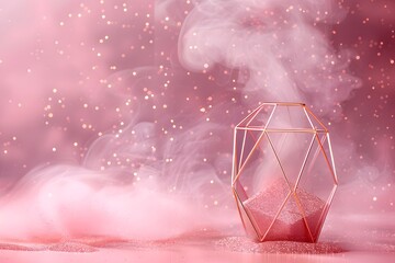 Sticker - Ethereal Pink Glass Vase with Sparkling Dust and Soft Smoke