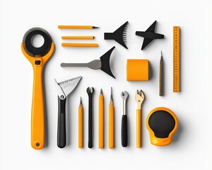 Assorted tools on white background