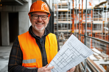 Portrait of a smiling male engineer in hardhat