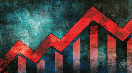Poster - Declining Trend Graph with Red and Blue Background
