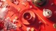 © Mangata Imagine - Red Tea Set with Festive Ornaments
