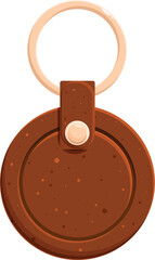 Poster - Round leather key chain with metal ring, designed for holding keys and keeping them organized