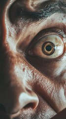 Close-up of a man's eye with a scary look