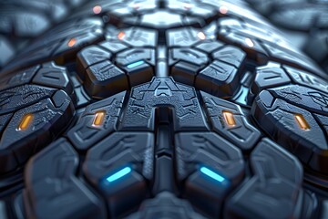 Poster - Futuristic Textured Surface with Glowing Elements