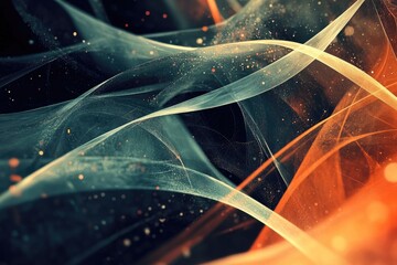 Wall Mural - vibrant abstract art featuring dynamic flowing lines in orange and teal, creating a mesmerizing sens