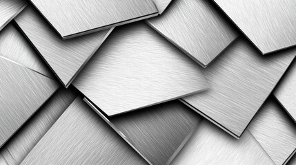 Leinwandbilder - Abstract silver diagonal patterns with sharp edges and gradients, providing a sleek and professional look for corporate themes.
