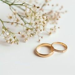 wedding rings with flowers.