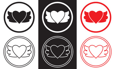 Poster - Heart  icon set.  Vector illustration isolated on white and black background. EPS 10