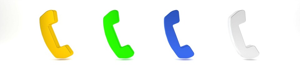 Poster - colorful telephone handset icon isolated on white background. phone sign. minimalism concept. 3d ren