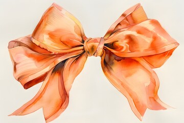Poster - Elegant Watercolor Bow in Warm Orange Tones