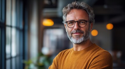 Confident Man in Modern Workspace Setting