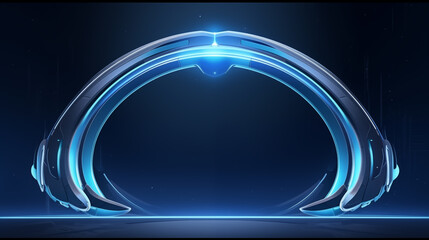 Blue glowing arc technology concept abstract platform background image