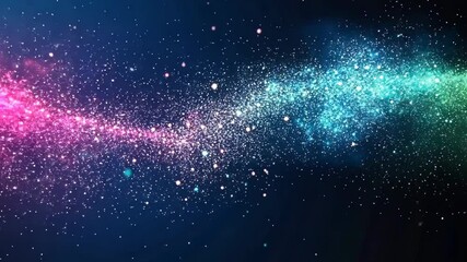Wall Mural - a vibrant galaxy of pink, white, and blue sparkles against a dark blue background