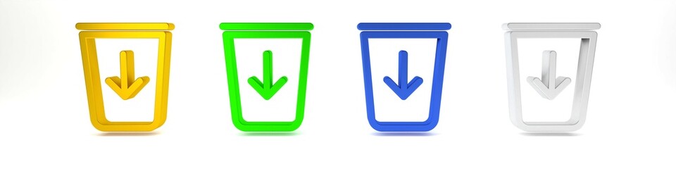 Poster - Colorful Send to the trash line icon isolated on white background. Minimalism concept. 3D render illustration