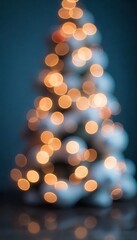 Wall Mural - A blurry Christmas tree with warm lights.