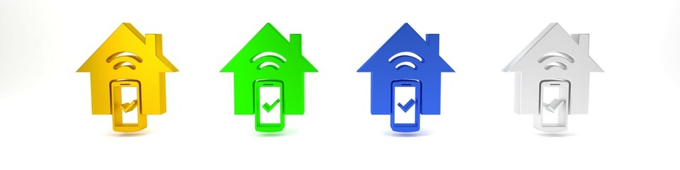Poster - Colorful Smart home - remote control system icon isolated on white background. Minimalism concept. 3D render illustration