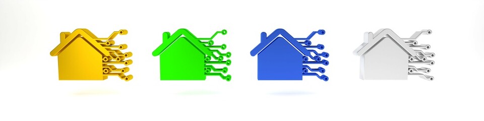 Poster - Colorful Smart home icon isolated on white background. Remote control. Minimalism concept. 3D render illustration