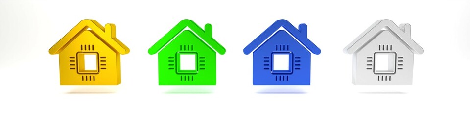 Poster - Colorful Smart home icon isolated on white background. Remote control. Minimalism concept. 3D render illustration