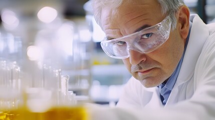 A close-up of a scientist examining the flexibility of polymer samples in a petrochemical lab.