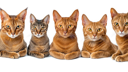 Poster - collection of cats displayed in a line on a transparent background generative ai