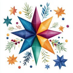 Wall Mural - Colorful Geometric Star Design for Holiday Decor