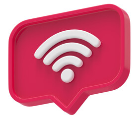 Poster - 3d shape wireless icon rectangle and chat icon isolated transparent background 3D rendering