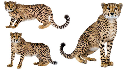 Poster - leopard illustrations on transparent background generative ai
