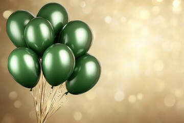 Radiant Gold Background Highlighting Dark Olive Green Balloons