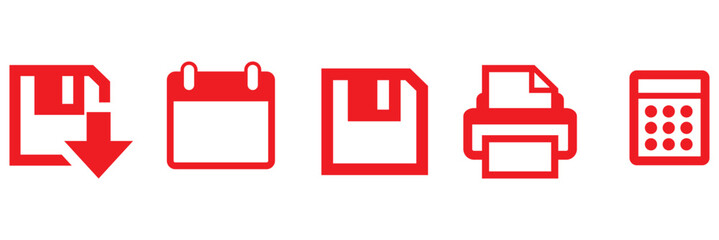Wall Mural - office document icon set in line style. download, print office simple black style symbol sign for ap