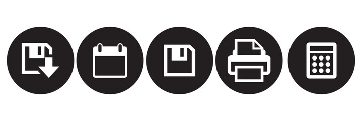 Wall Mural - office document icon set in line style. download, print office simple black style symbol sign for ap