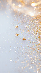 Poster - Golden stars scattered on shimmering surface create magical and festive atmosphere, perfect for celebrations and special occasions