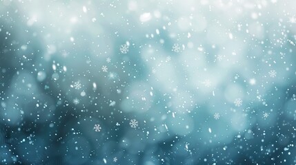 Abstract Winter Dusk with Soft Gradients and Falling Snowflakes in Serene Cold Light