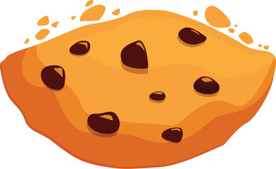 Poster - Chocolate chip cookie is crumbling, scattering delicious crumbs around it