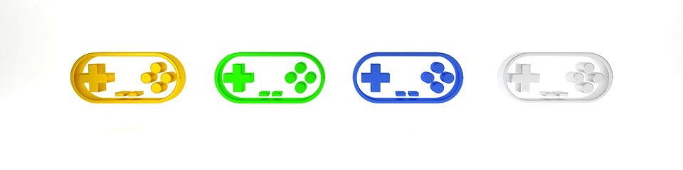 Poster - colorful gamepad icon isolated on white background. game controller. minimalism concept. 3d render i