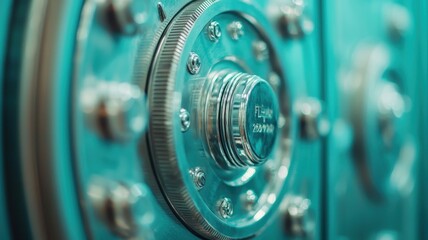 Close-up of a vintage safe lock, symbolizing security and treasure protection.