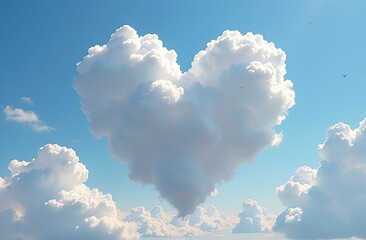 Wall Mural - extreme close-up of heart shaped clouds floating in blue sky