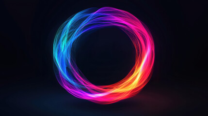 Fototapete - Vibrant abstract 3D torus made of smooth vector lines in multicolor