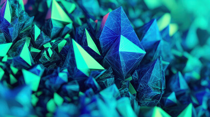 Poster - Complex 3D fractal geometry with sharp lines and edges creates vibrant visual