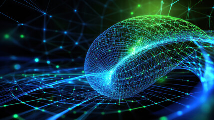 Poster - Dynamic 3D fractal geometry with sharp lines and vibrant colors