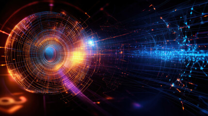 Poster - Intricate 3D vector spiral with vibrant colors and dynamic light trails